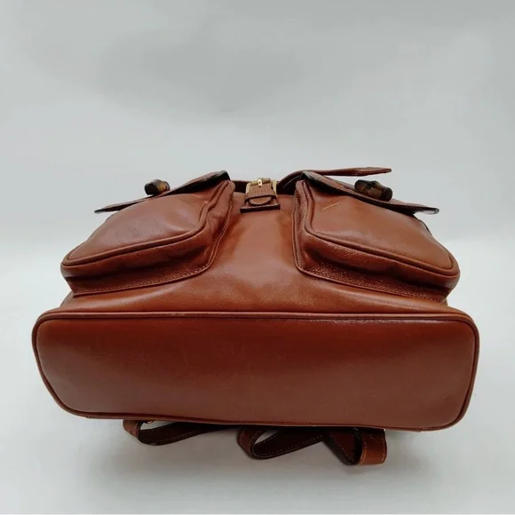 Gucci Brown Leather Backpack with Bamboo Handle - Picture 5 of 9